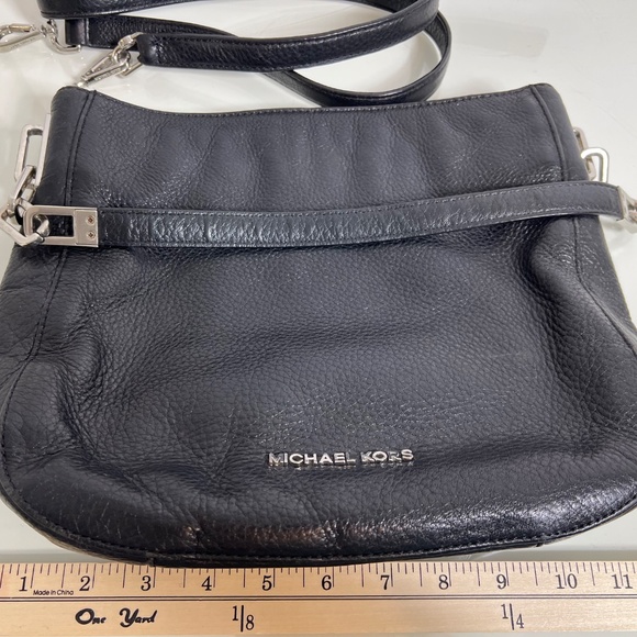 Michael Kors Black Pebbled Leather Handbag Shoulder Bag Silver Hardware *READ - Picture 12 of 16